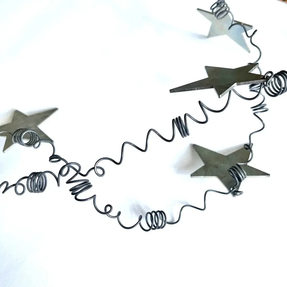Handcrafted Garland Metal Stars on Coiled Wire 2-43